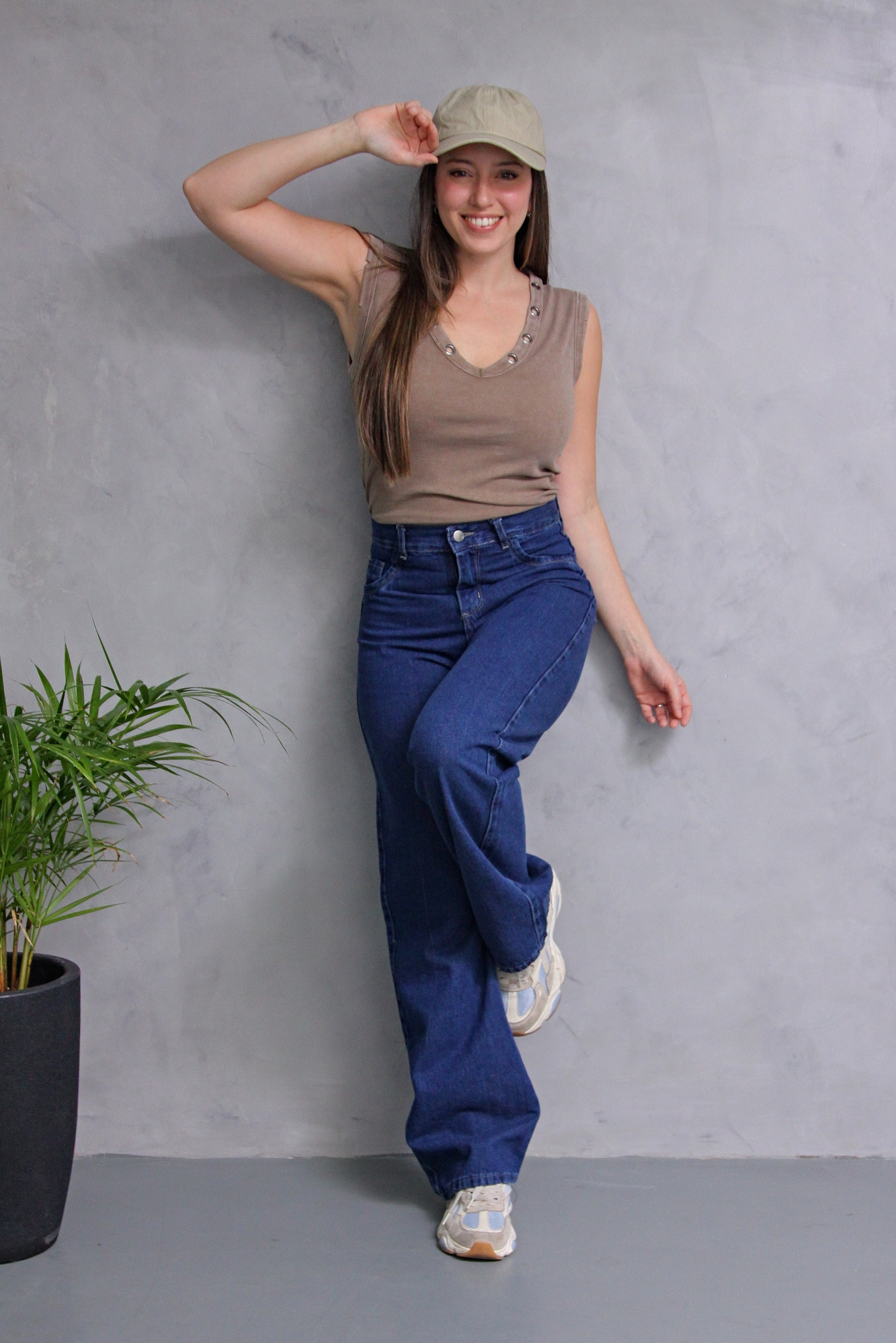 Wide Leg Azul Stone! Rigido Tiro Alto! Talles Reales - Imagen 2