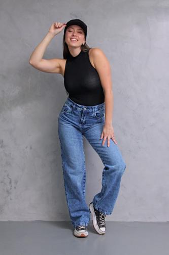 Wide Leg Atenea con Localizado y Bolsillo Delantero