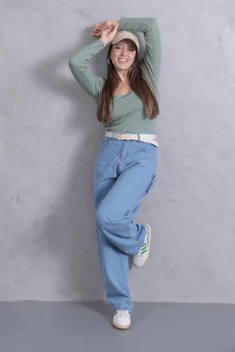 Baggy Celeste Ocean! con Bolsillo Delantero
