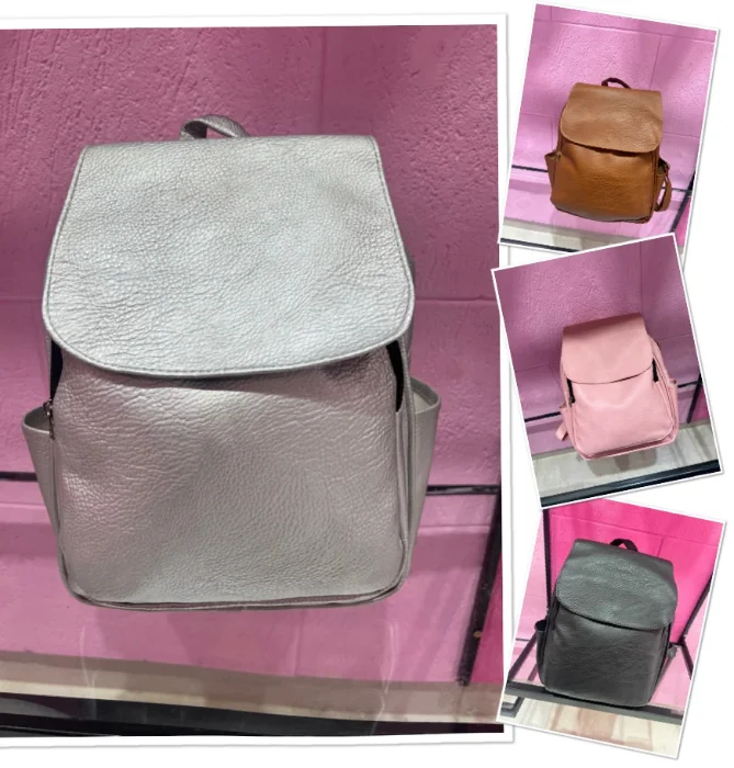 Mochila Mujer Mediana Solapa Bolsillo Parte Trasera