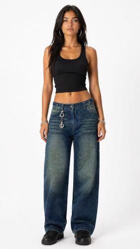 Jean Baggy Regulador Dama Pantalón Ancho Denim Moda 2000's Mujer Mayorista Fabricante