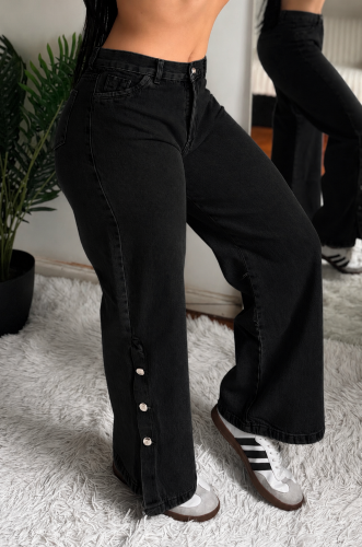 Wide Leg con Boton Negro