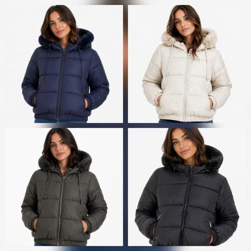 Campera Puffer con Piel 3 X 84.000