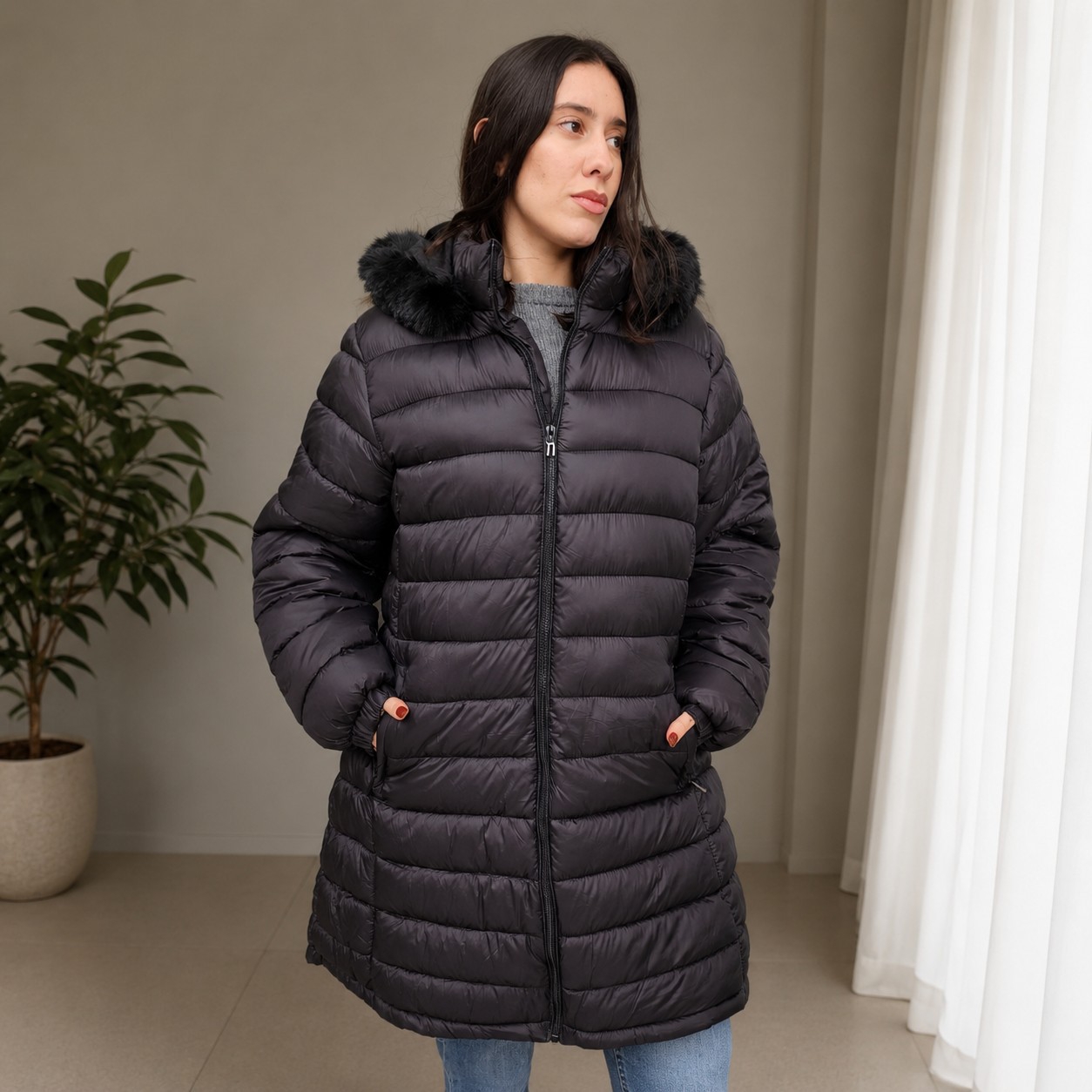 Campera Talle Especial Marca Hp con Peluche Corderito Interno Campera de Mujer - Imagen 2