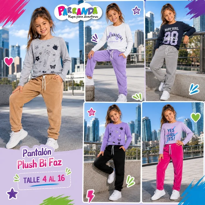 Pantalón Jogger Niña Plush Bi Faz