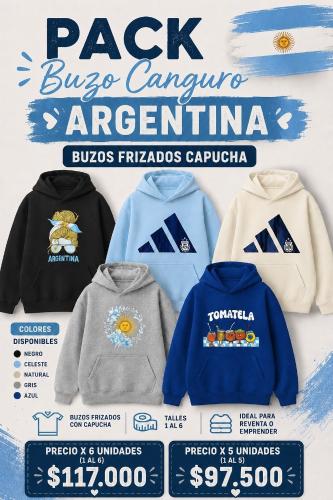 Pack Argentina Buzo Canguro