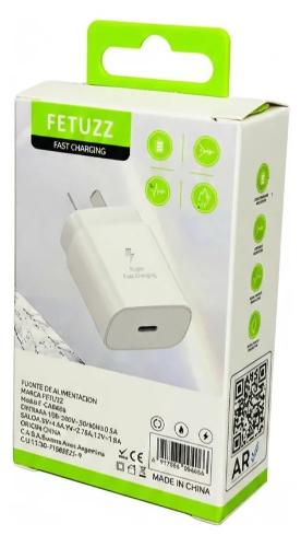 Cabezal Cargador Fetuzz Tipo C 30w  *solo Cabezal sin Cable* - Miniatura 3