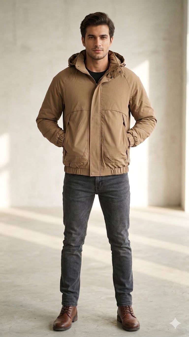 Campera de Gabardina con Piel - Imagen 3