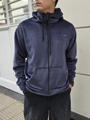 Campera Plush con Piel Cuello Alto