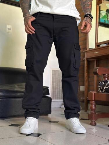 Pantalón Mom Cargo Bolsillo 3d Negro