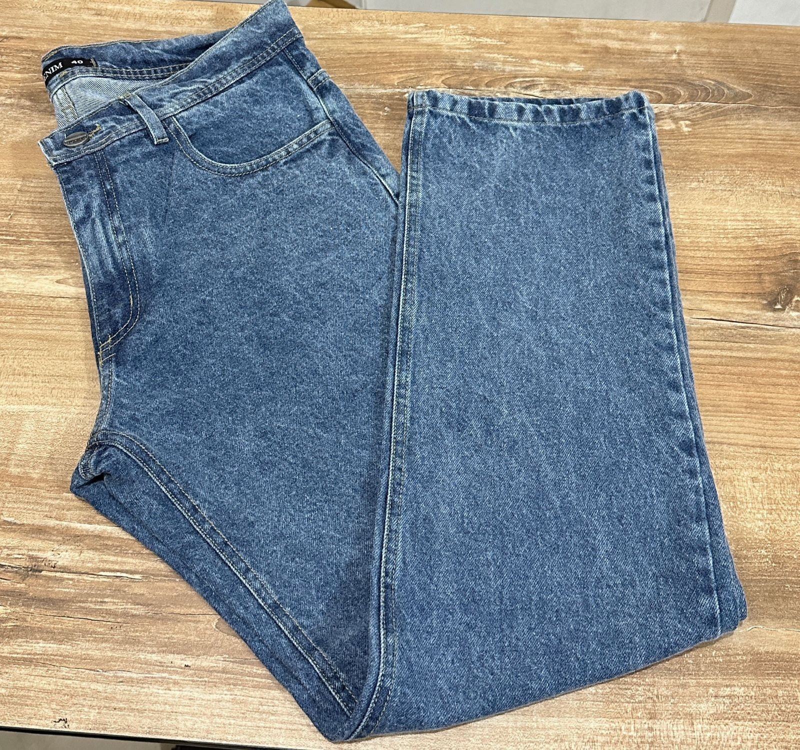 Pantalón Mom Liso Azul - Imagen 1