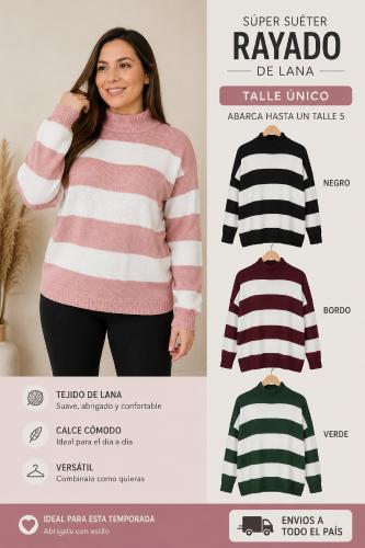 Sweaters Media Poleras de Lana Rayado