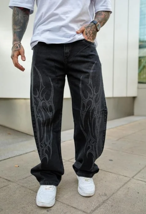 Super Baggy  Estampado con Laser White Gris Oscuro
