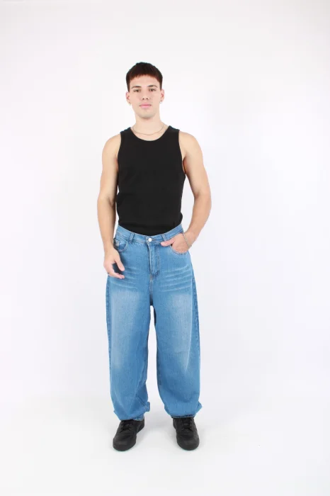 Baggy Celeste Matizado