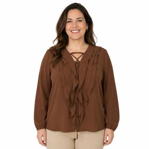 Blusa de Cey Delantero con Volado y Lazo