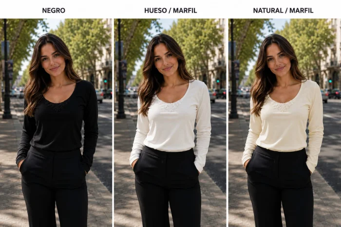 Camiseta Dama Algodón y Lycra con Aplique Manga Larga Jaliné Art 330