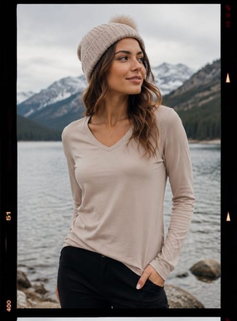 Camiseta Dama Algodón Ribb Manga Larga Cuello V Talle Especial Art. 329 Jaliné - 329%20Vison.jpeg
