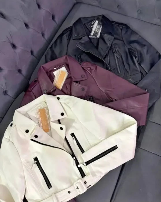 Campera Ecocuero con Cinto Corta