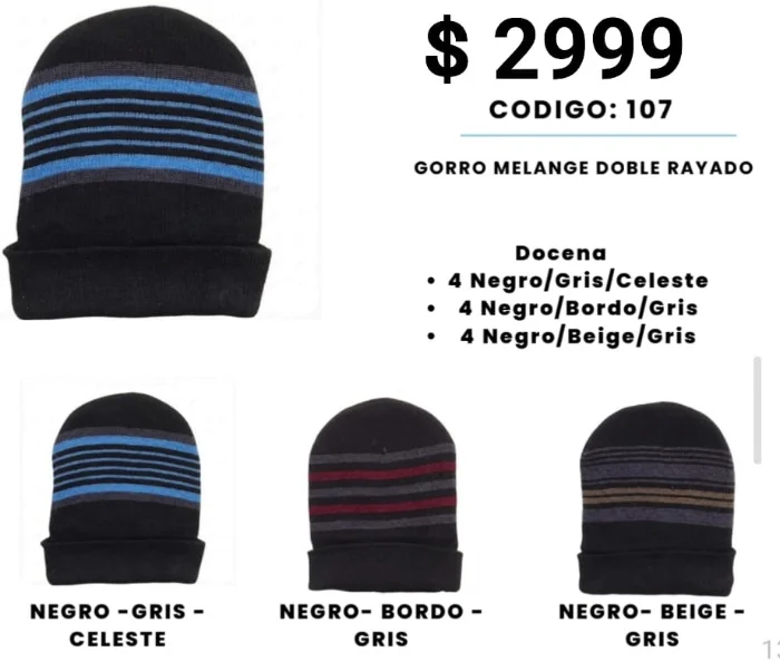 Gorro Melange Doble Rayado