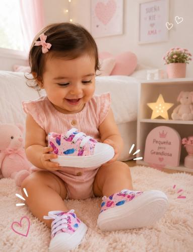 Zapatillas Rosas con Diseños de Bebé