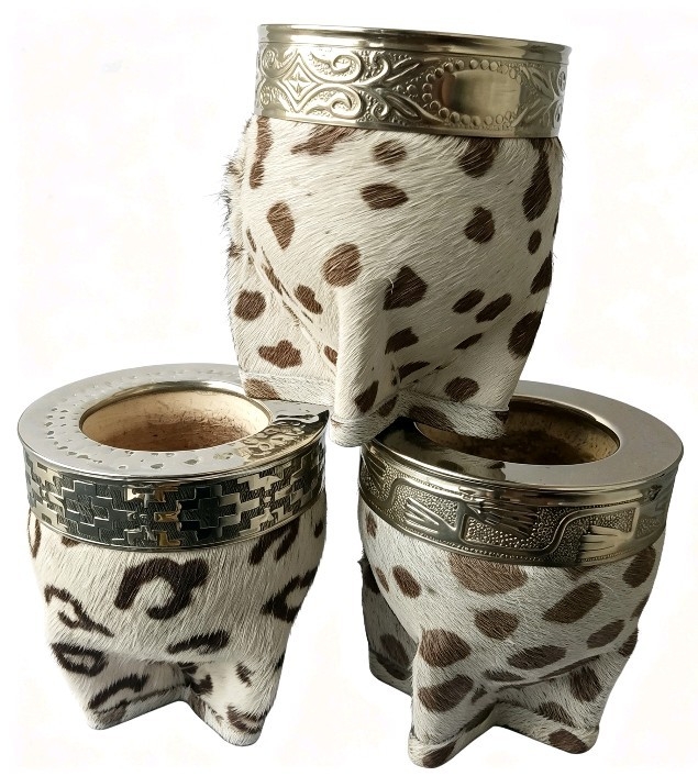 Mate Imperial Animal Print Virola de Alpaca Calabaza y Cuero - Imagen 1