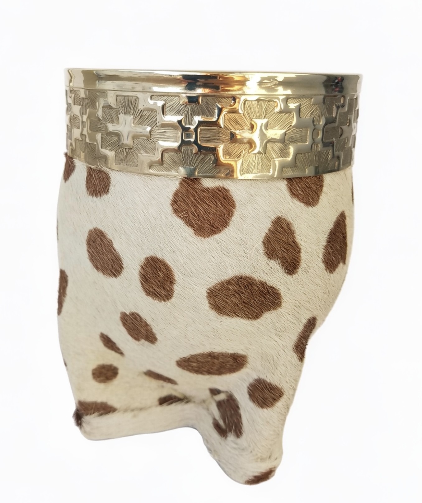Mate Imperial Animal Print Virola de Alpaca Calabaza y Cuero - Imagen 2