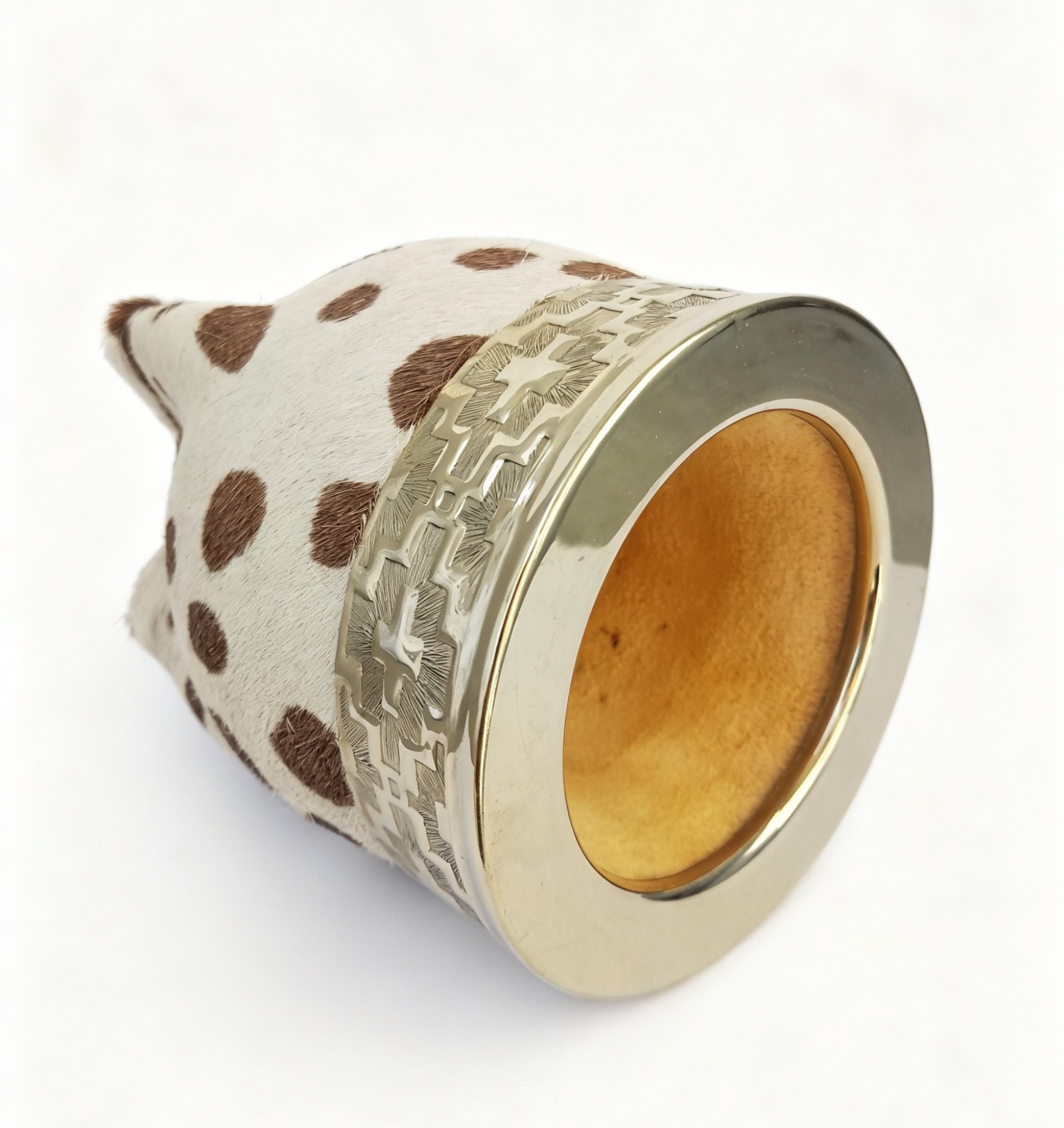 Mate Imperial Animal Print Virola de Alpaca Calabaza y Cuero - Imagen 3