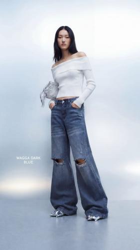 Pantalón Super Wide Leg Tiro Alto con Roturas