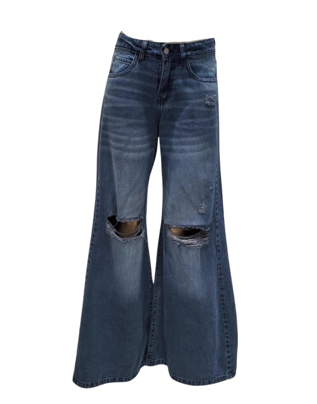 Mega  Wide Leg Tiro Alto con Roturas Denim Premium - Imagen 2