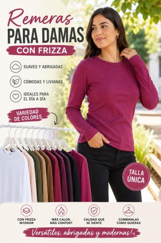 Remeras en Morley con Frizza para Damas en Talla Única Variedad de Colores