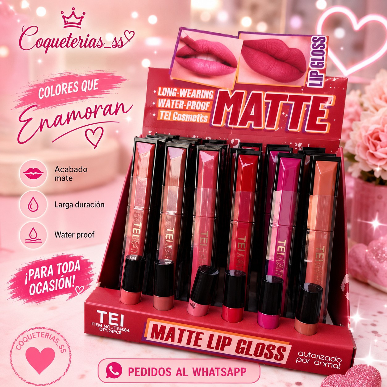 Lip Gloss Matte Waterproof Tei - Imagen 2