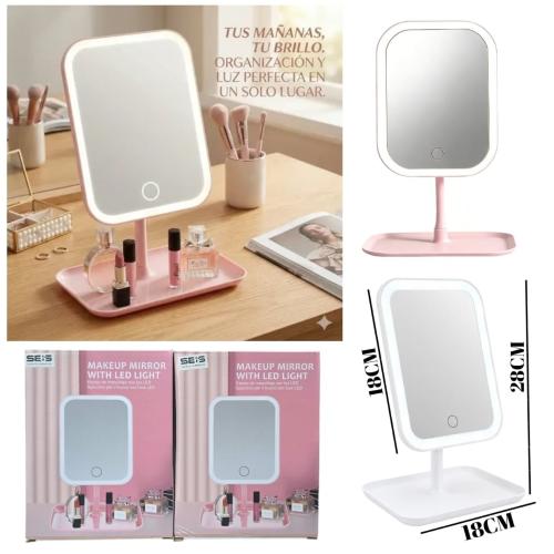 Espejo de Maquillaje Luz Led 3 Tonos