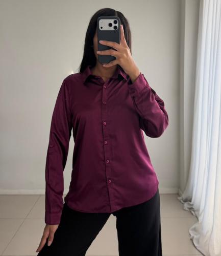 Camisa Satén Talle 2 al 7 Negro Gris Blanco Rojo Bordo