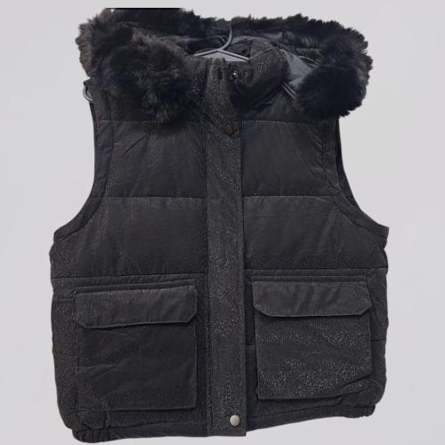 Puffer 2 en 1 Se Hace Chaleco Color Crema Rosa Verde y Negro