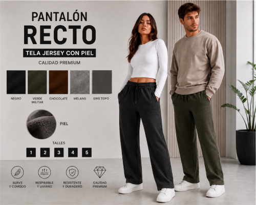 Pantalón Recto con Piel Premium