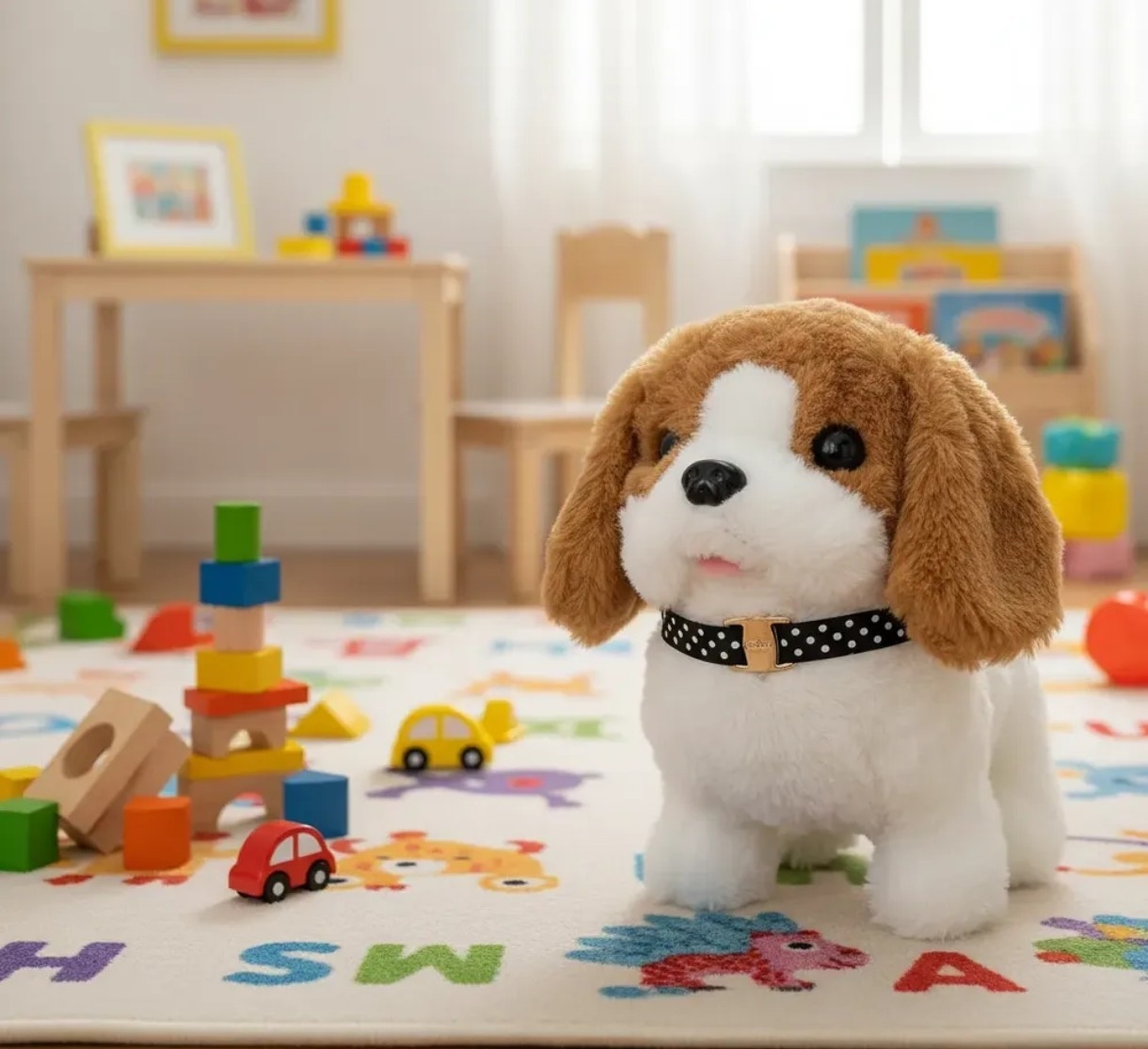 Juguete Peluche Perrito Interactivo Camina y Ladras Pilas 18×14× 8 Cm, Jugueteria - Imagen 1