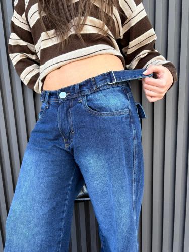 Wide Leg Azul Oscuro con Tapitas
