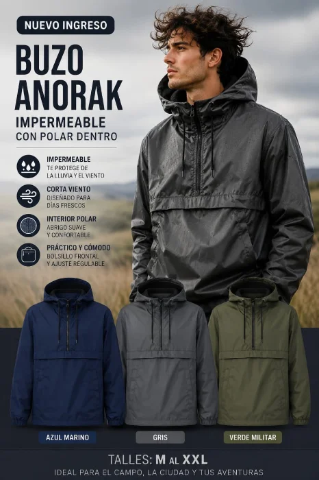 Buzo Anorax Impermeable.con Abrigo