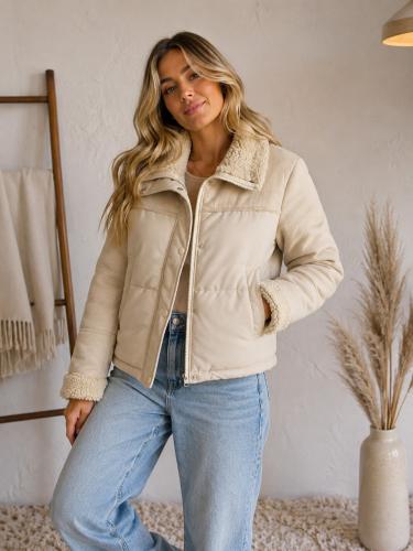 Campera Puffer de Gamuza