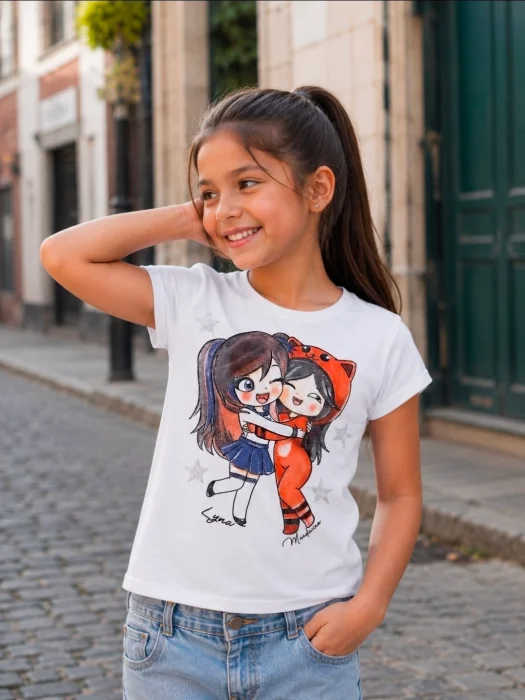 Remera Moodal de Lyna y Mandarín para Nena.