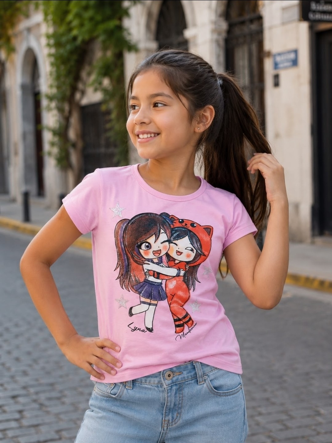 Remera Moodal de Lyna y Mandarín para Nena. - Imagen 3