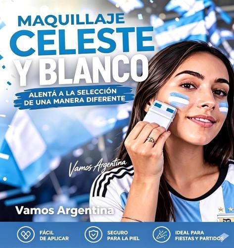 Pintura para la Cara Celeste y Blanco Argentina - Miniatura 4