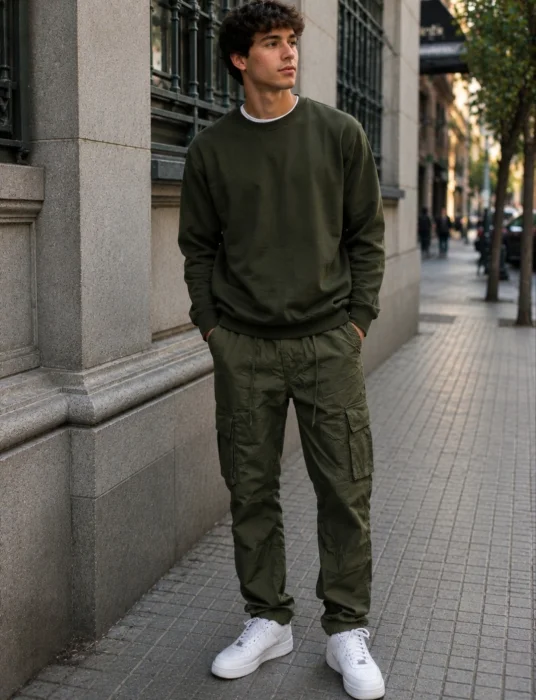 Pantalón Cargo Recto Importado de Gabardina