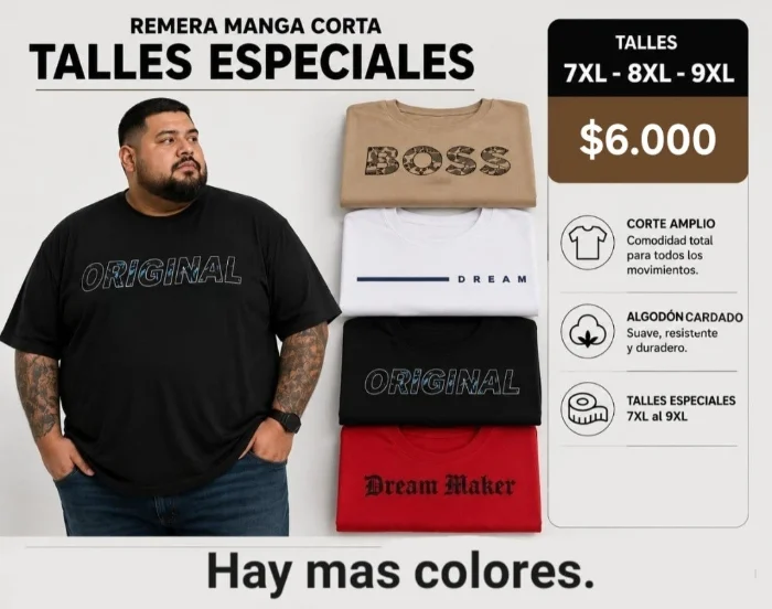 Remera Talles Especiales Hombre