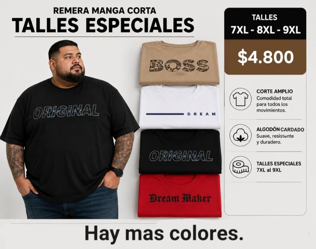 Remera Talles Especiales Hombre - Imagen 1