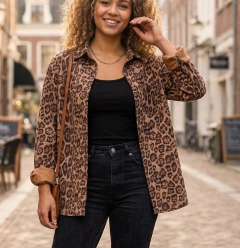 Camisaco Importado Gamuza Leopardo