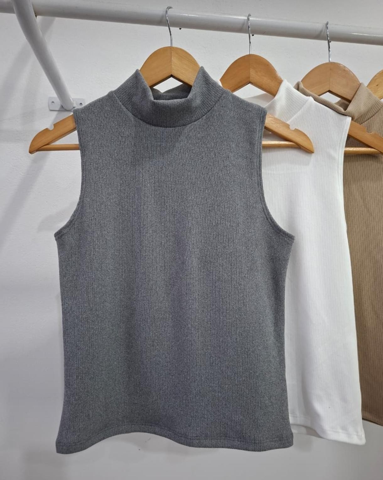 Musculosa Media Polera Darlon Morley Mujer Invierno Dama Abrigo Manga Corta Poleron - Imagen 2