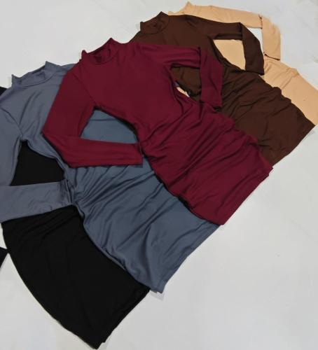 Vestido Media Polera Modal Soft Manga Larga Mujer Invierno Dama Abrigo - Miniatura 2