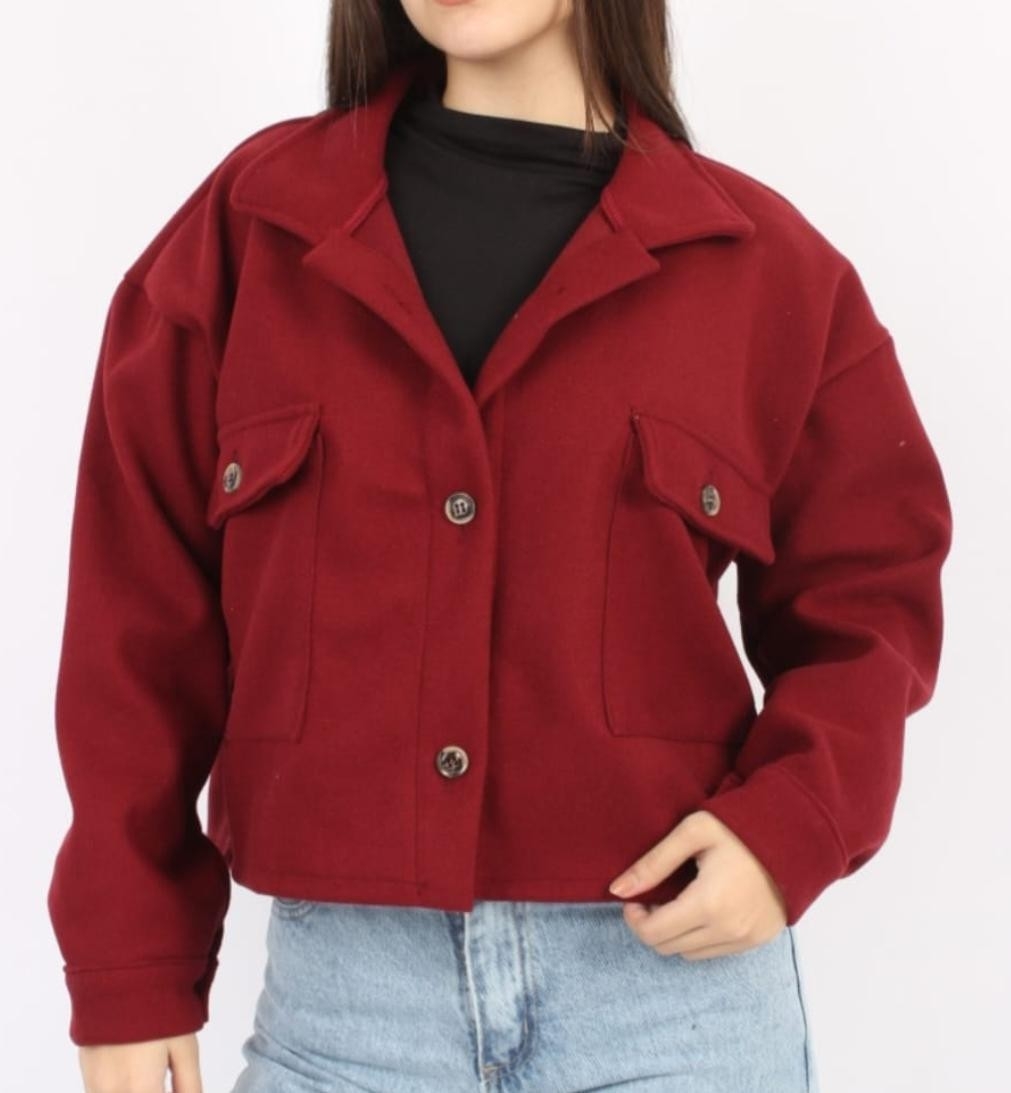 Saco Paño Corto Mujer Invierno Buzo Sweater Sweater Abrigo Dama Campera Poleron - Imagen 1