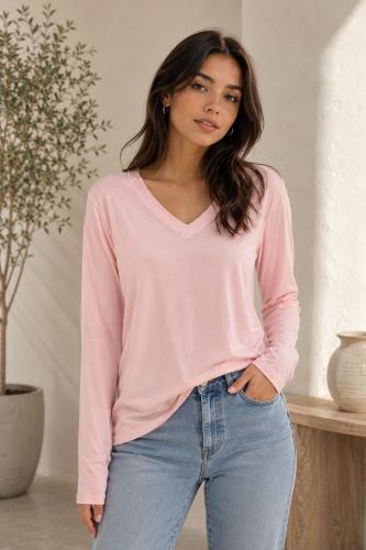 Camiseta Gamuzada Cuello V